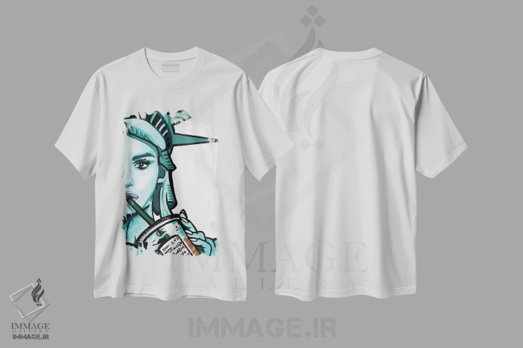 تیشرت سفید طرح دار آزاد برای سادگی، فقط نیم رخ اثر هایبرید لایف آرت | immage.ir