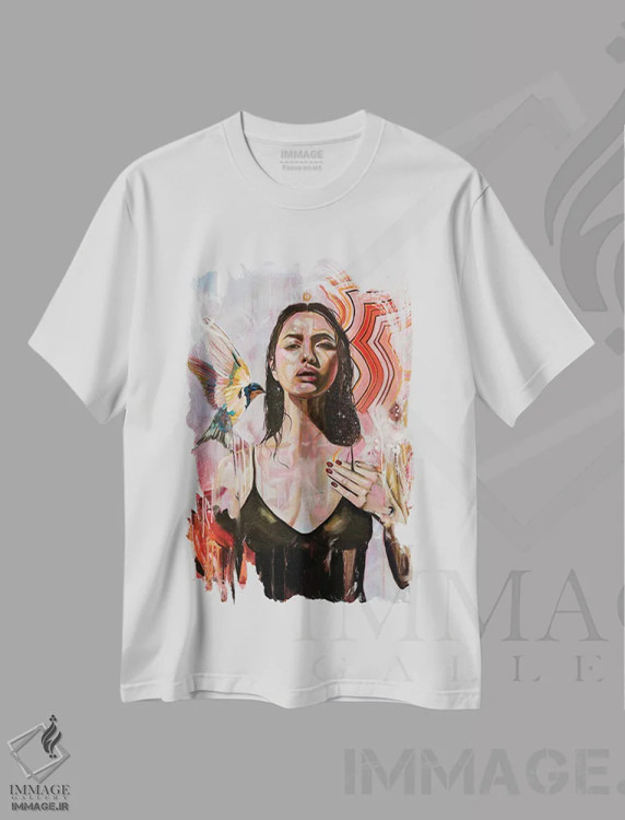 تیشرت سفید طرح دار متانویا، هنر فاخر معاصر اثر هیلی موریس | immage.ir