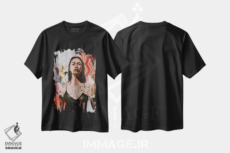 تیشرت مشکی طرح دار متانویا، هنر فاخر معاصر اثر هیلی موریس | فروشگاه ایماژ