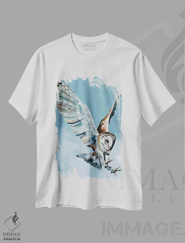 تیشرت سفید طرح دار سرانجام، هنر فاخر معاصر اثر هیلی موریس | فروشگاه ایماژ