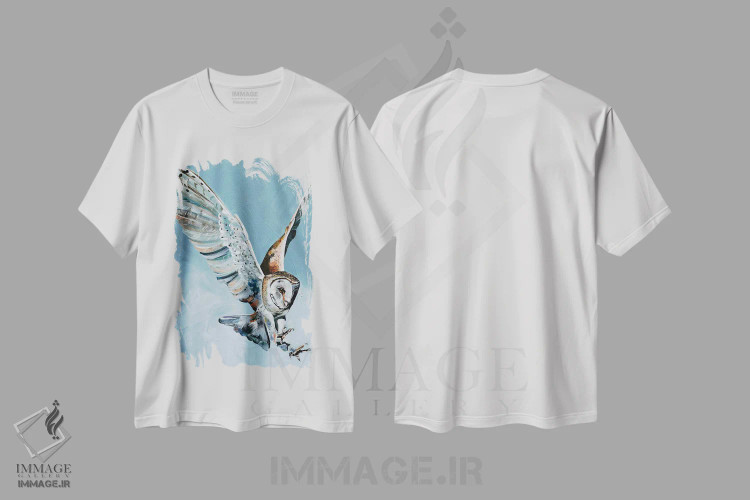 تیشرت سفید طرح دار سرانجام، هنر فاخر معاصر اثر هیلی موریس | فروشگاه ایماژ