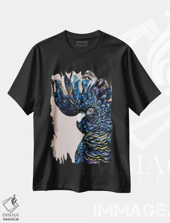تیشرت مشکی طرح دار پیا، هنر فاخر معاصر اثر هیلی موریس | immage.ir