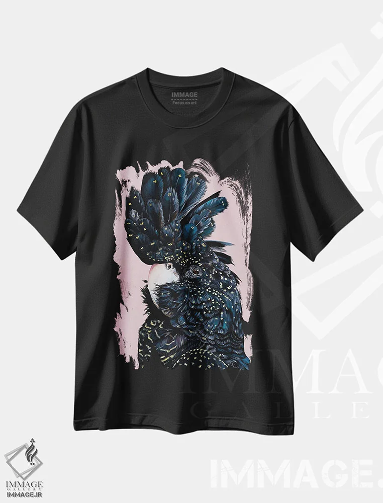 تیشرت مشکی طرح دار روزی، هنر فاخر معاصر اثر هیلی موریس | فروشگاه ایماژ