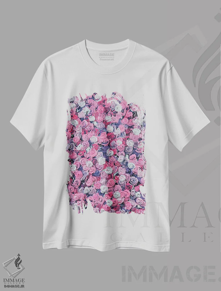 تیشرت سفید طرح دار سری رز ۲-۰۰۸، آبستره اثر جونگ-هیون پارک | فروشگاه ایماژ