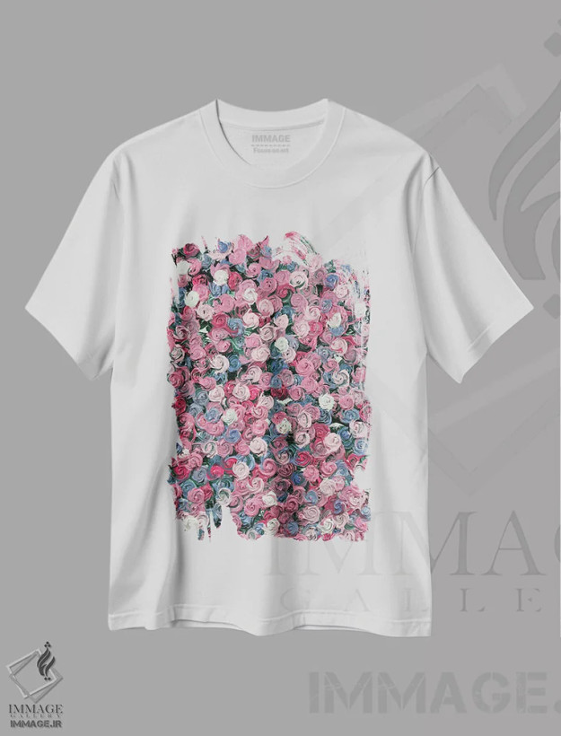 تیشرت سفید طرح دار سری رز ۲-۰۱۹، آبستره اثر جونگ-هیون پارک | فروشگاه ایماژ
