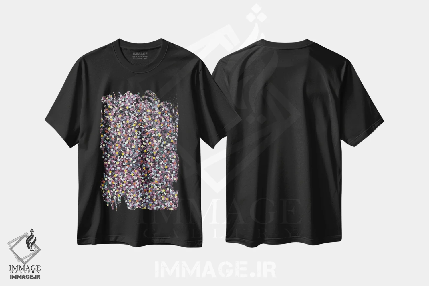 تیشرت مشکی طرح دار سری رز ۲-۰۲۷، آبستره اثر جونگ-هیون پارک | فروشگاه ایماژ
