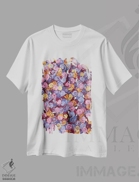 تیشرت سفید طرح دار سری رز ۲-۰۵۴، آبستره اثر جونگ-هیون پارک | immage.ir