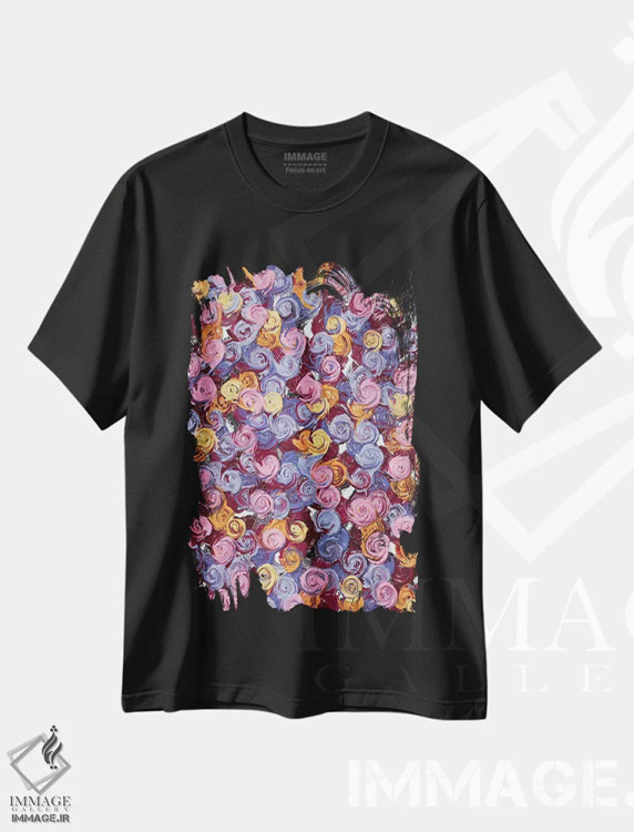 تیشرت مشکی طرح دار سری رز ۲-۰۵۴، آبستره اثر جونگ-هیون پارک | فروشگاه ایماژ