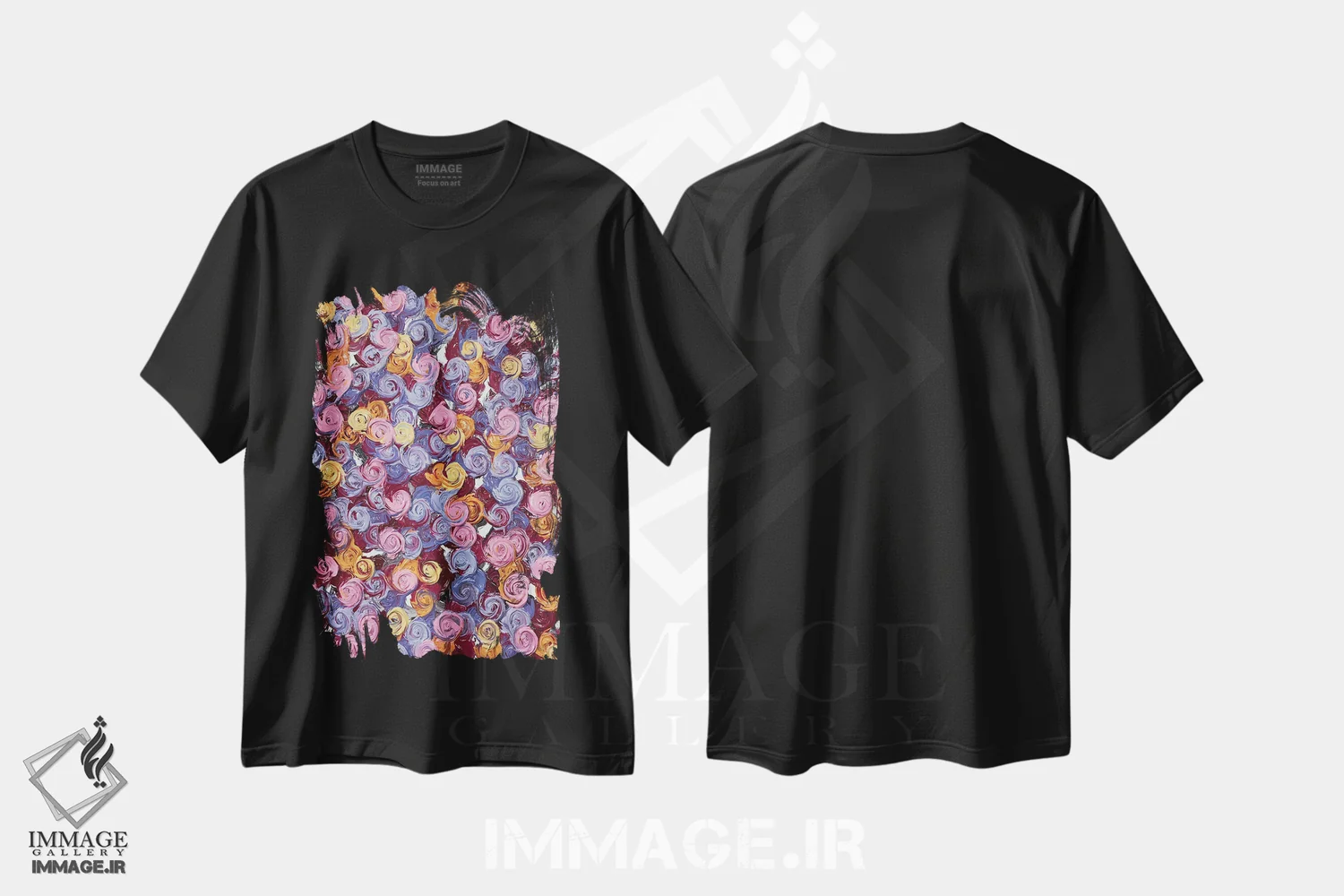 تیشرت مشکی طرح دار سری رز ۲-۰۵۴، آبستره اثر جونگ-هیون پارک | فروشگاه ایماژ