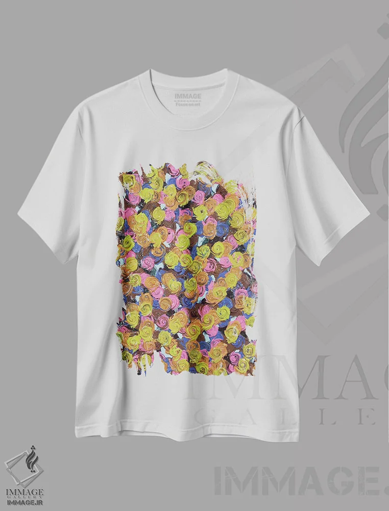 تیشرت سفید طرح دار سری رز ۲-۰۵۷، آبستره اثر جونگ-هیون پارک | فروشگاه ایماژ