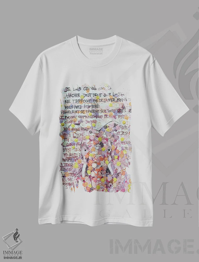 تیشرت سفید طرح دار لبخند گلگون ۰۰۱، دکور معاصر اثر جونگ-هیون پارک | immage.ir