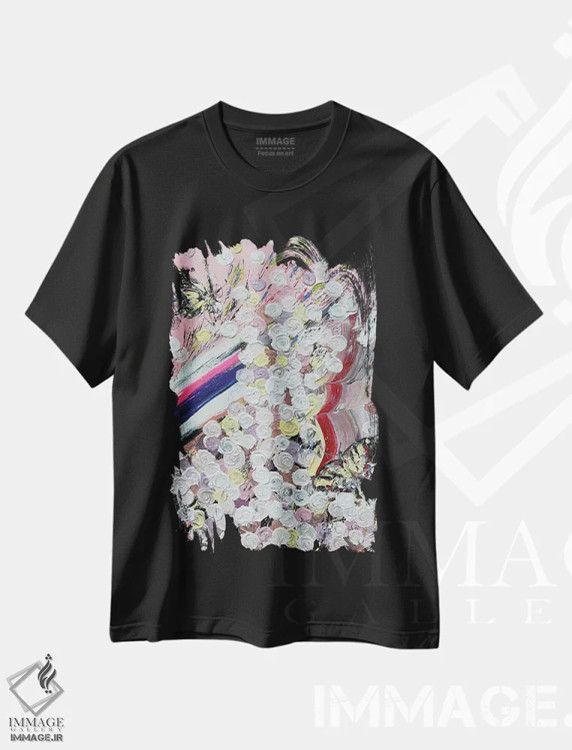 تیشرت مشکی طرح دار سری رز ۴ - باد، مه۲، آبستره اثر جونگ-هیون پارک | immage.ir