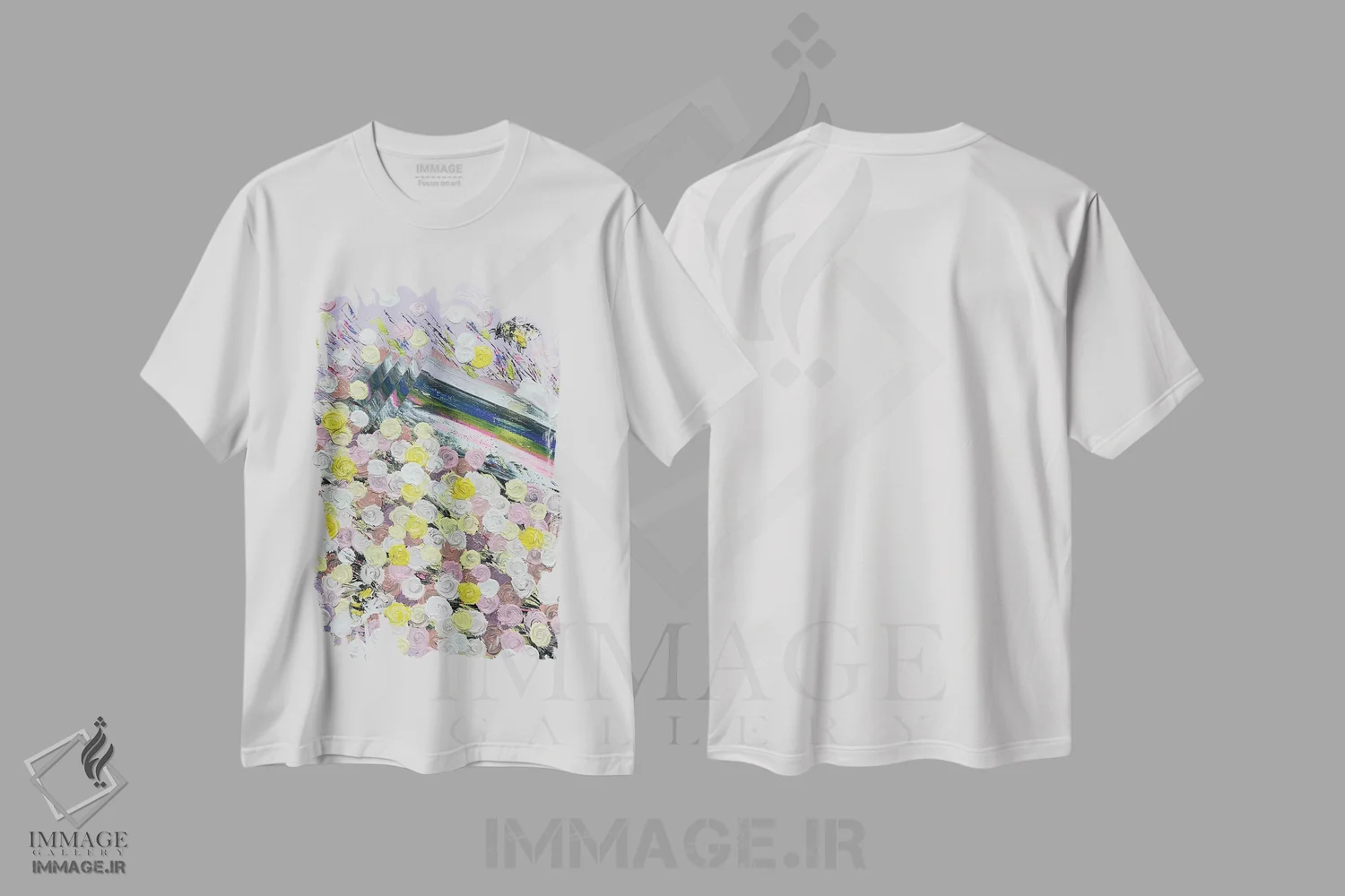 تیشرت سفید طرح دار سری رز ۴ - باد، مه، آبستره اثر جونگ-هیون پارک | immage.ir