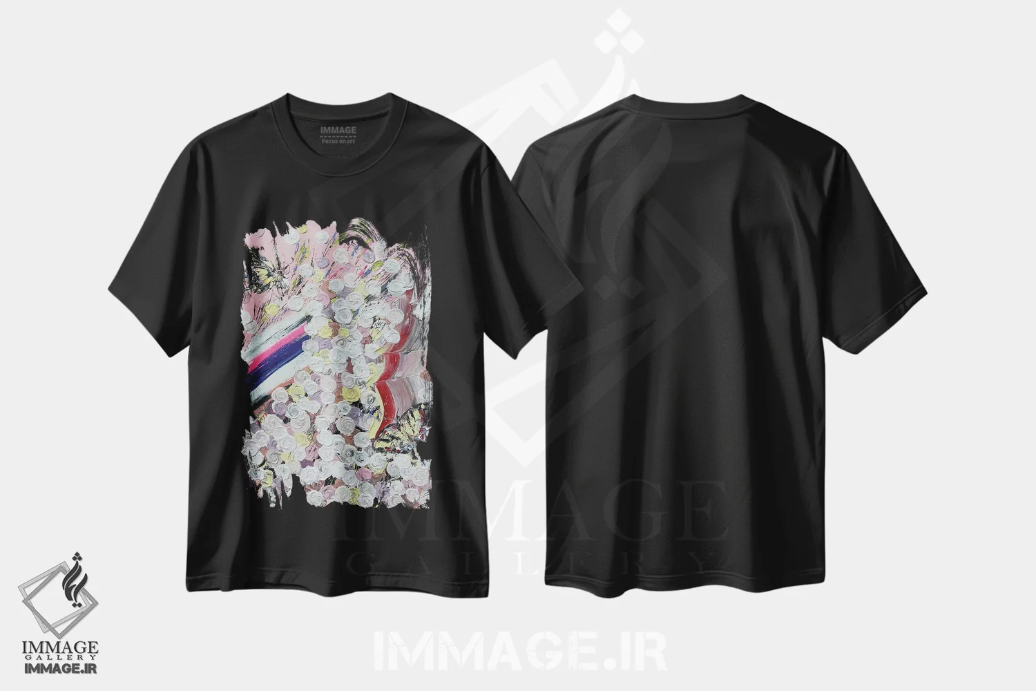 تیشرت مشکی طرح دار سری رز ۴ - باد، مه۲، آبستره اثر جونگ-هیون پارک | immage.ir