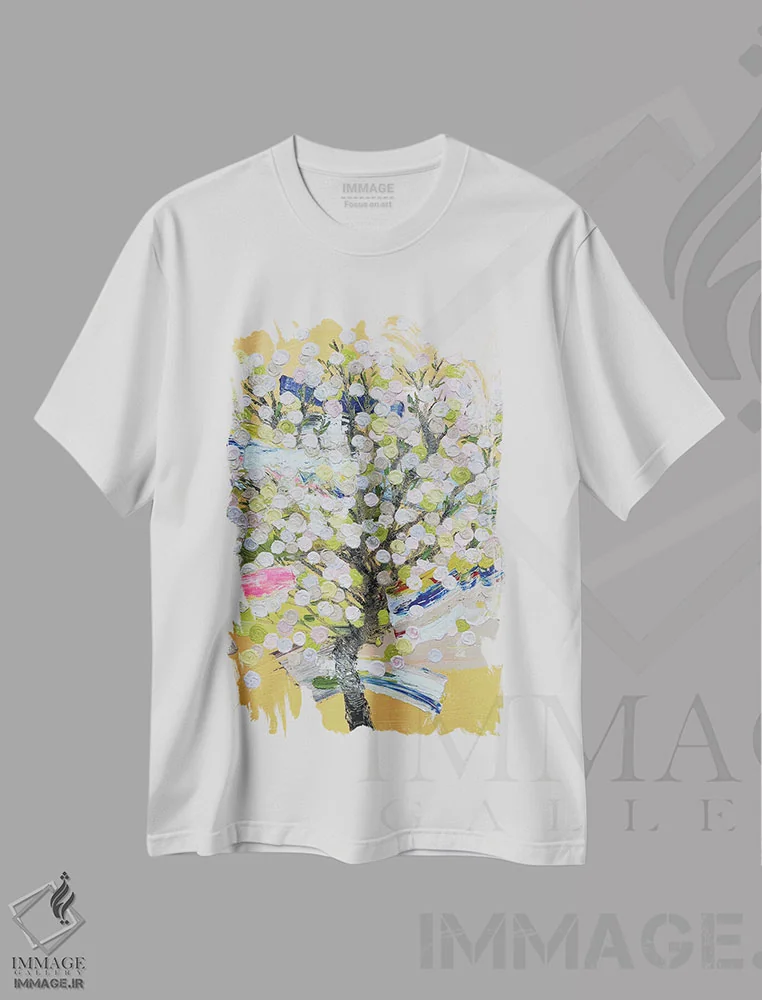 تیشرت سفید طرح دار سری رز ۴ - باد، مه۵، دکور معاصر اثر جونگ-هیون پارک | immage.ir