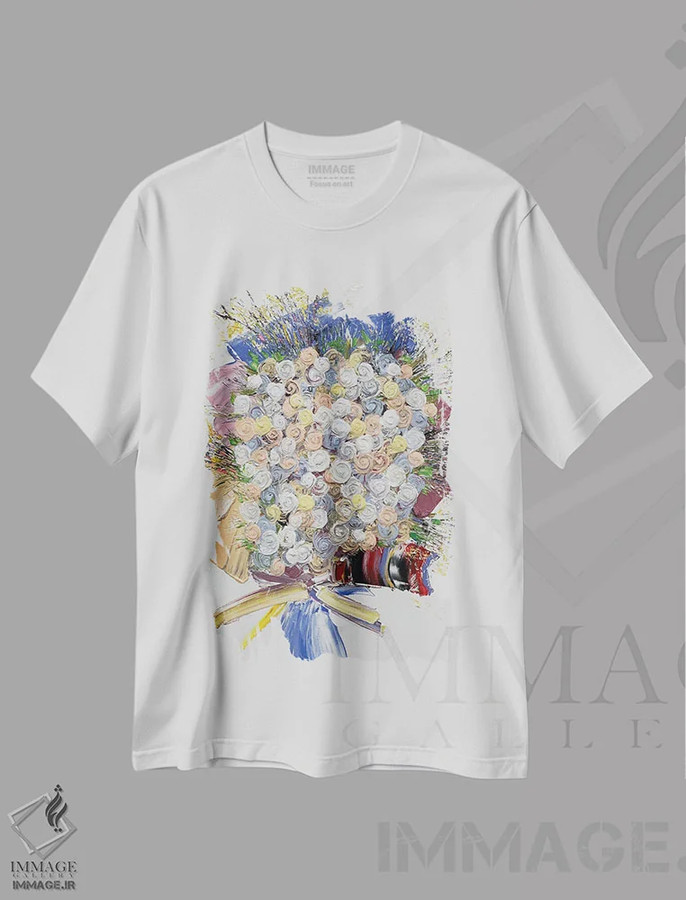 تیشرت سفید طرح دار سری رز ۳-۰۳۶، دکور معاصر اثر جونگ-هیون پارک | فروشگاه ایماژ