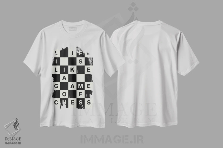 تیشرت سفید طرح دار یک بازی شطرنج، تزئینی اثر هری ریچاردز | فروشگاه ایماژ