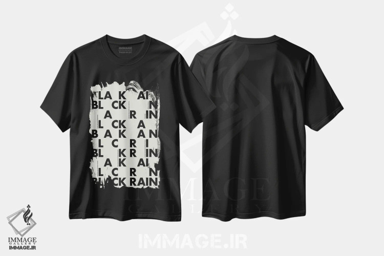 تیشرت مشکی طرح دار باران سیاه، تزئینی اثر هری ریچاردز | immage.ir