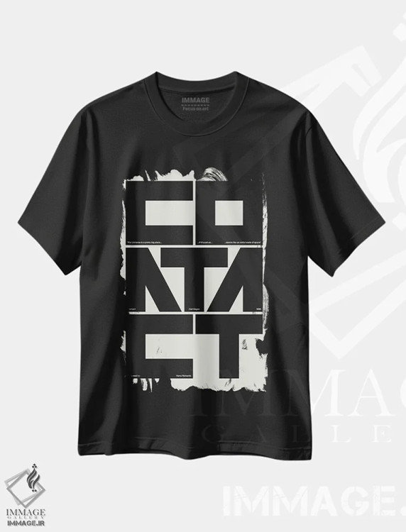 تیشرت مشکی طرح دار تماس، تزئینی اثر هری ریچاردز | فروشگاه ایماژ
