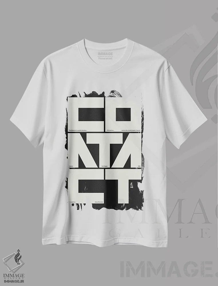 تیشرت سفید طرح دار تماس، تزئینی اثر هری ریچاردز | فروشگاه ایماژ