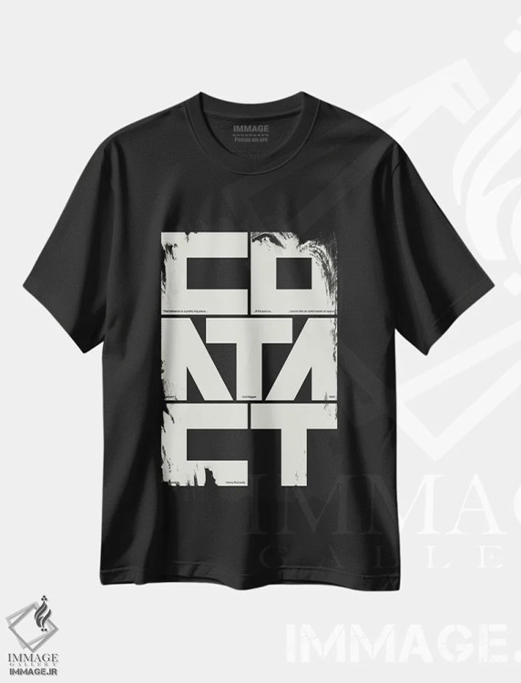 تیشرت مشکی طرح دار تماس، تزئینی اثر هری ریچاردز | immage.ir