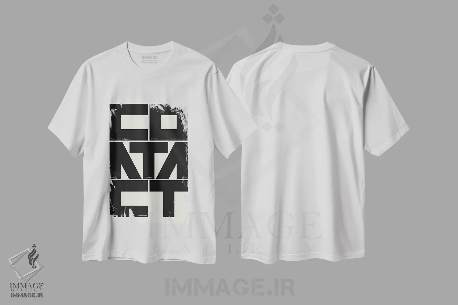 تیشرت سفید طرح دار تماس، تزئینی اثر هری ریچاردز | immage.ir