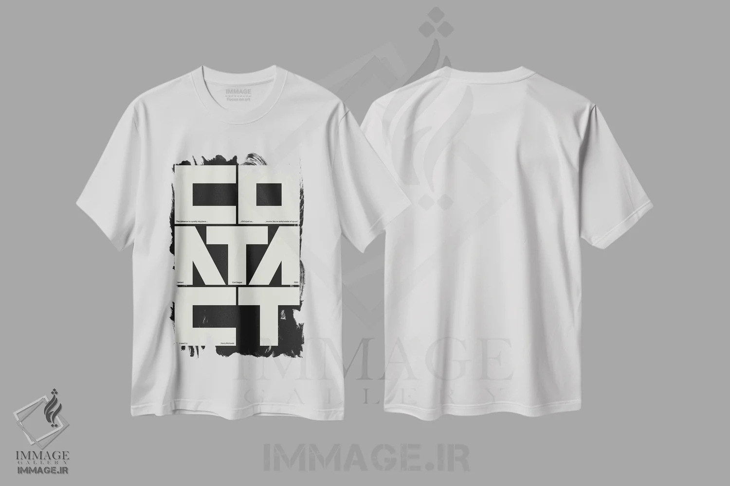 تیشرت سفید طرح دار تماس، تزئینی اثر هری ریچاردز | فروشگاه ایماژ