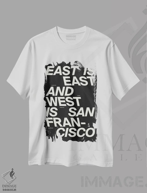 تیشرت سفید طرح دار شرق همان شرق است، تزئینی اثر هری ریچاردز | فروشگاه ایماژ