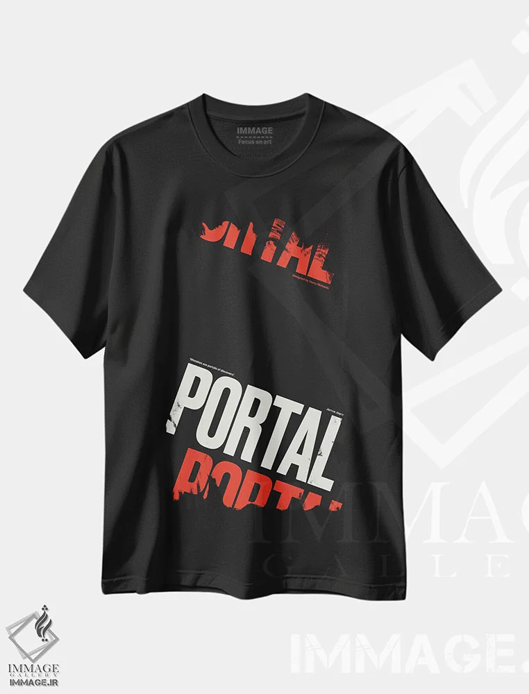 تیشرت مشکی طرح دار دروازه، تزئینی اثر هری ریچاردز | فروشگاه ایماژ