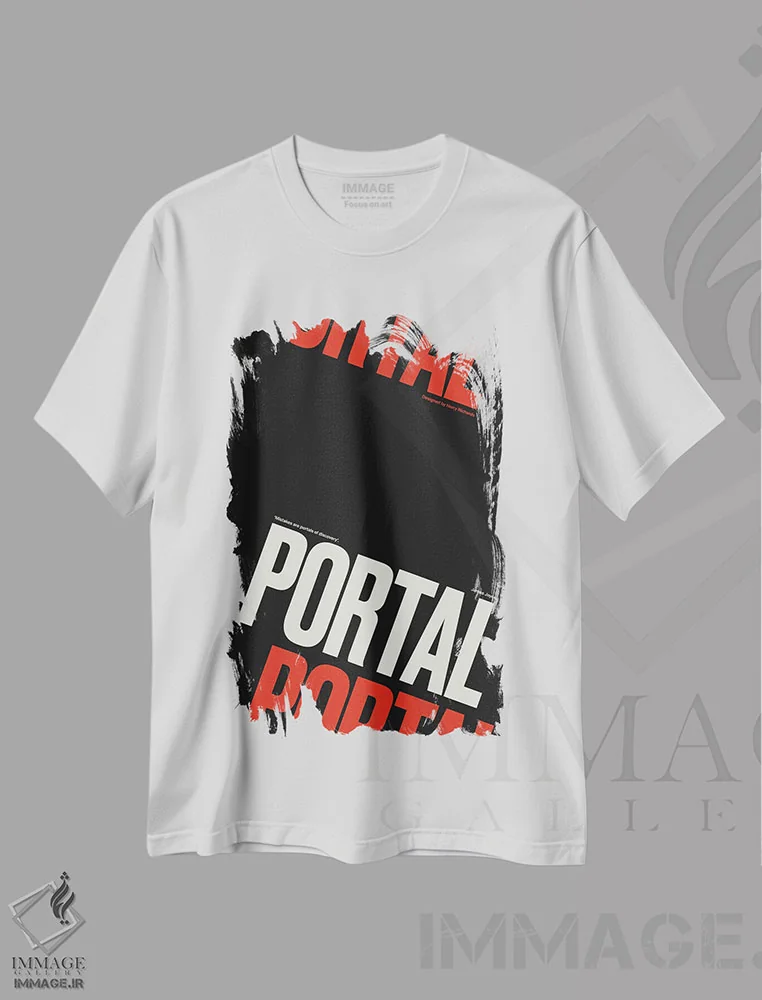 تیشرت سفید طرح دار دروازه، تزئینی اثر هری ریچاردز | immage.ir
