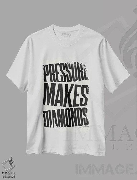 تیشرت سفید طرح دار فشار باعث ساخت الماس می شود، تزئینی اثر هری ریچاردز | فروشگاه ایماژ