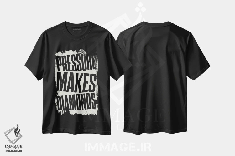 تیشرت مشکی طرح دار فشار باعث ساخت الماس می شود، تزئینی اثر هری ریچاردز | immage.ir