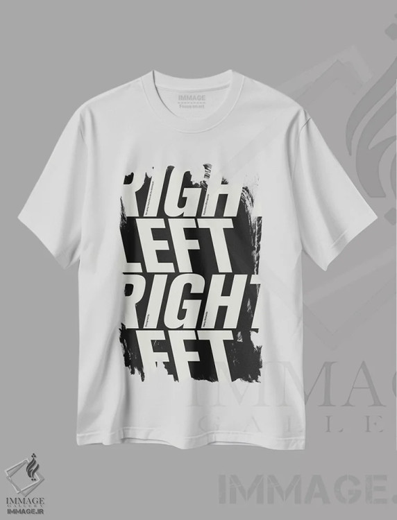 تیشرت سفید طرح دار راست-چپ، تزئینی اثر هری ریچاردز | فروشگاه ایماژ