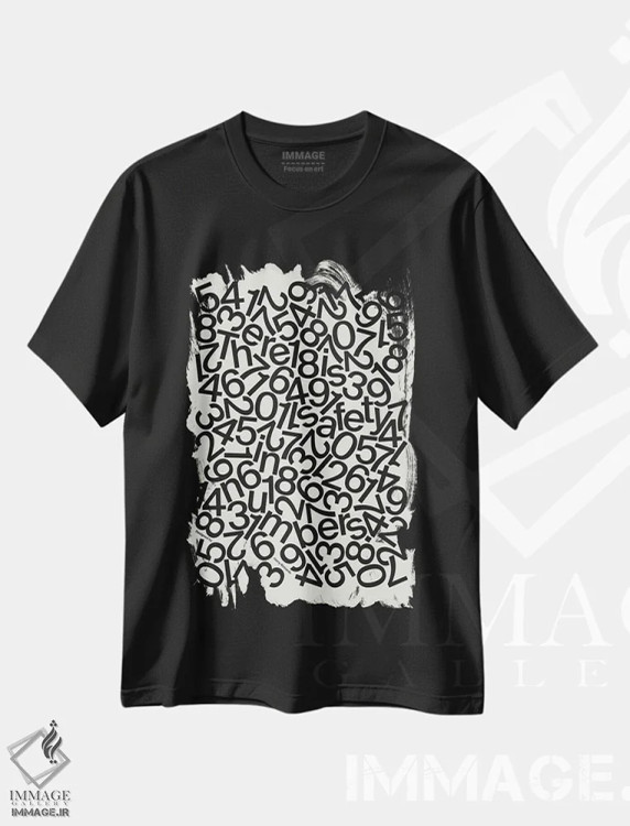 تیشرت مشکی طرح دار امنیت در تعداد، تزئینی اثر هری ریچاردز | فروشگاه ایماژ