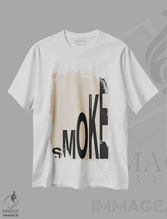 تیشرت سفید طرح دار دود، تزئینی اثر هری ریچاردز | immage.ir