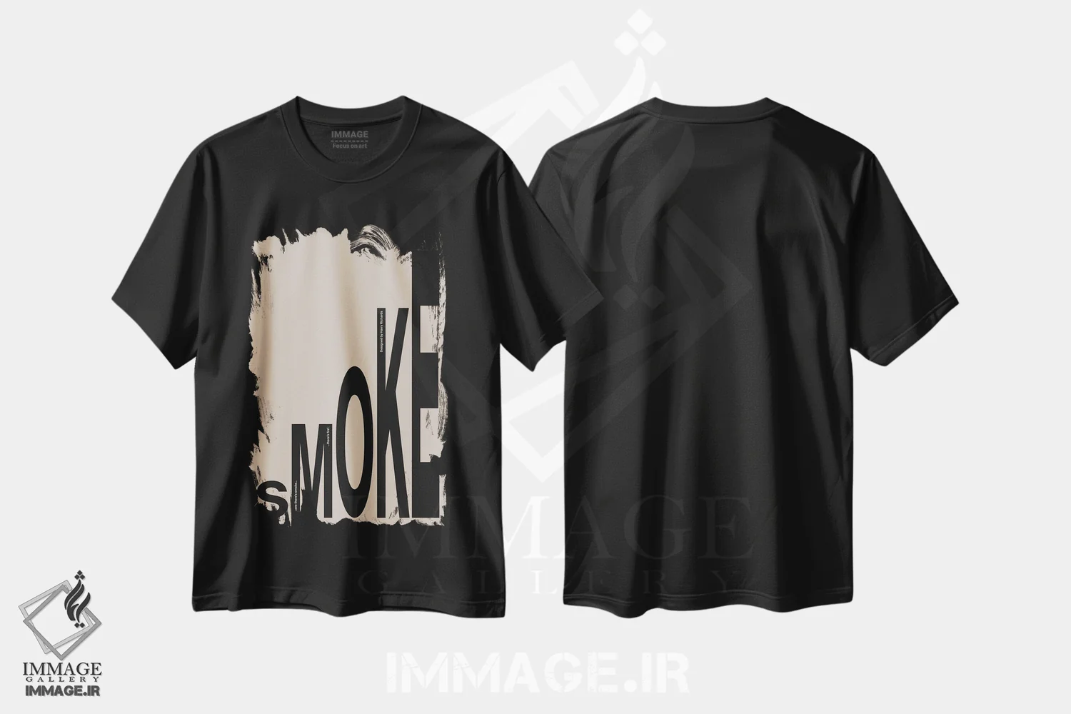 تیشرت مشکی طرح دار دود، تزئینی اثر هری ریچاردز | فروشگاه ایماژ