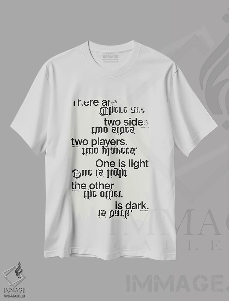 تیشرت سفید طرح دار دو سو دارد، تزئینی اثر هری ریچاردز | فروشگاه ایماژ