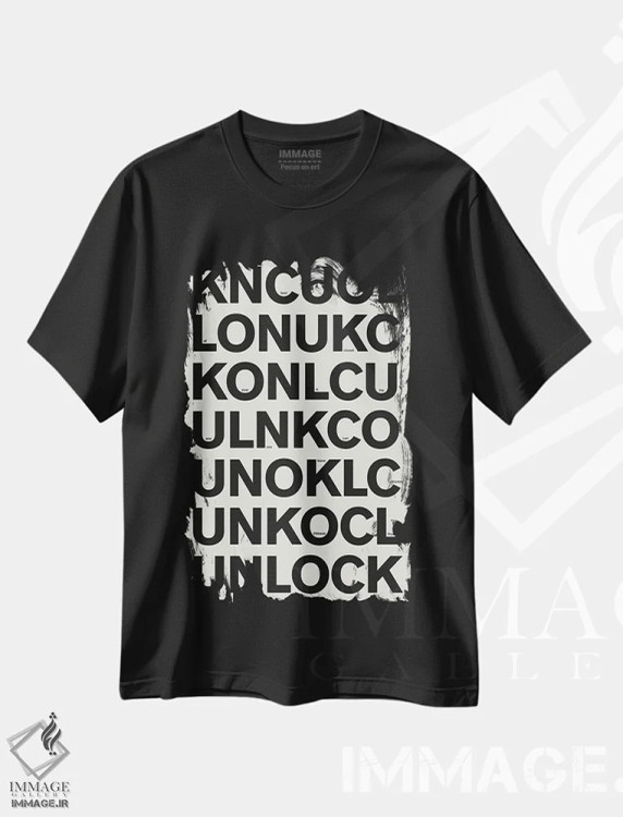 تیشرت مشکی طرح دار باز کردن قفل، تزئینی اثر هری ریچاردز | فروشگاه ایماژ