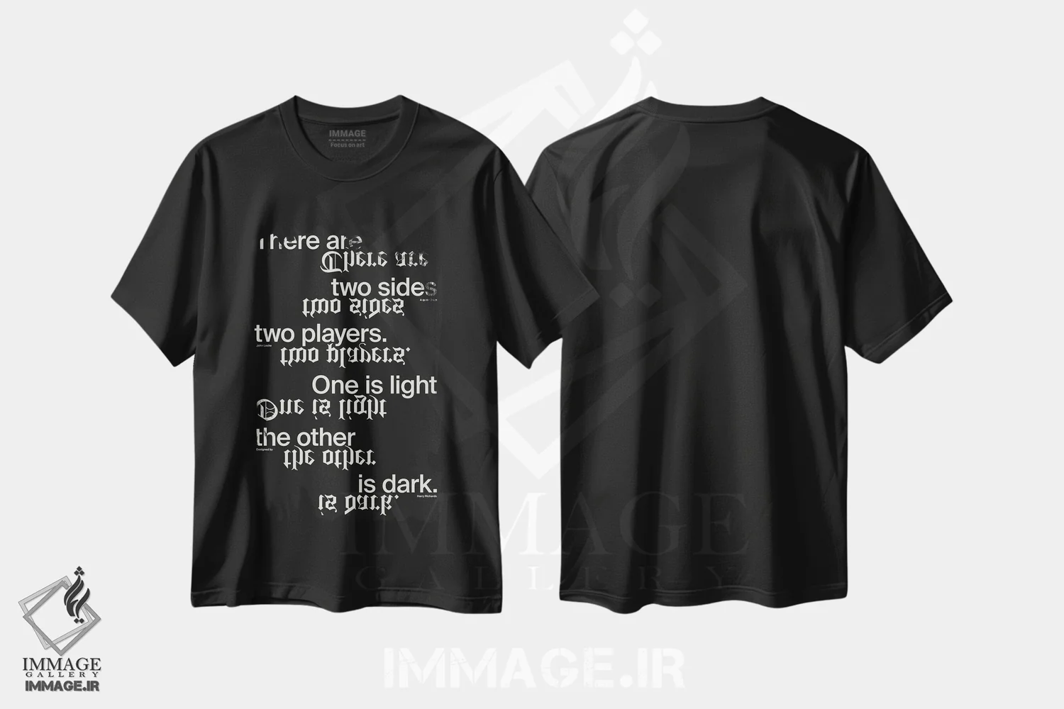 تیشرت مشکی طرح دار دو سو دارد، تزئینی اثر هری ریچاردز | فروشگاه ایماژ