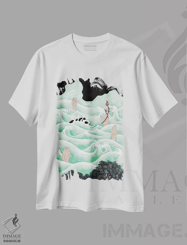 تیشرت سفید طرح دار رستگاری، دکور آسیایی اثر هایسو هان | immage.ir
