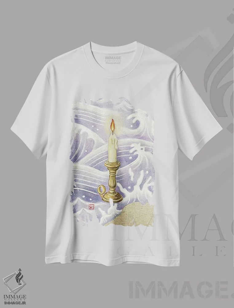 تیشرت سفید طرح دار نور در وجود تو، دکور آسیایی اثر هایسو هان | فروشگاه ایماژ