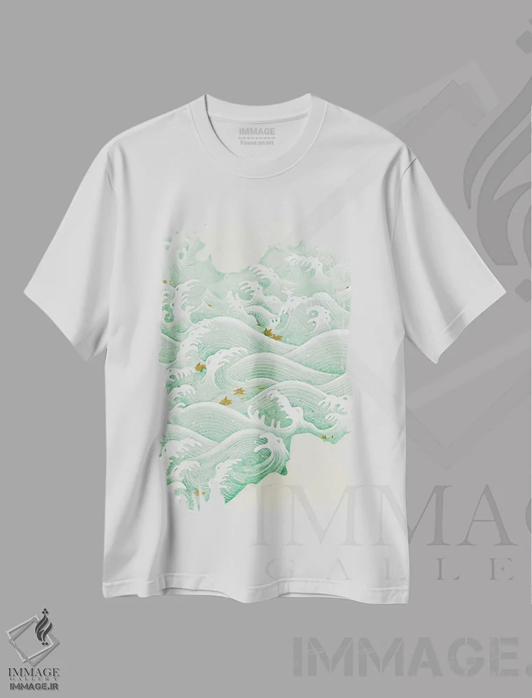 تیشرت سفید طرح دار گل ها، دکور آسیایی اثر هایسو هان | فروشگاه ایماژ