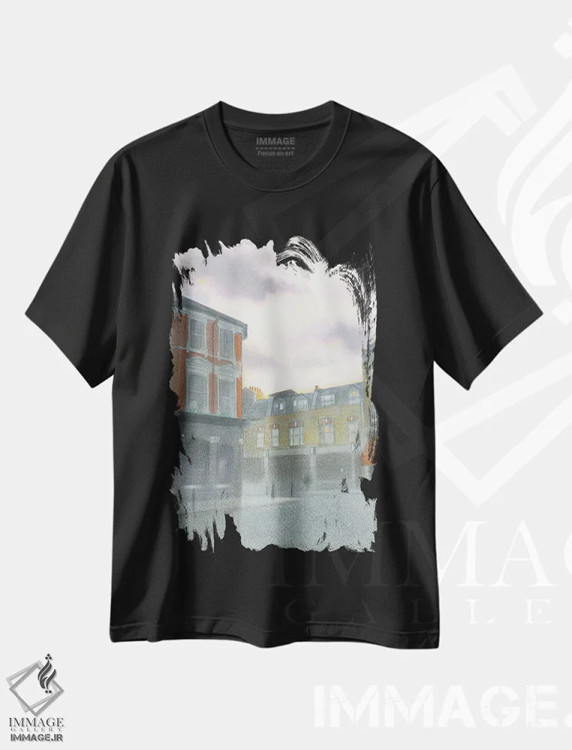 تیشرت مشکی طرح دار پس از باران، هنر فاخر معاصر اثر ایان بک | فروشگاه ایماژ