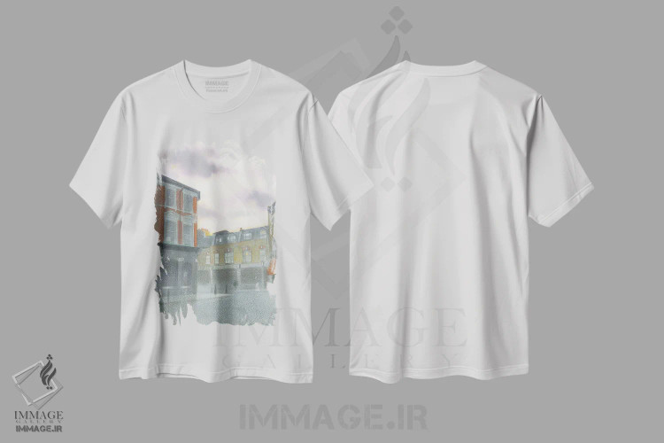 تیشرت سفید طرح دار پس از باران، هنر فاخر معاصر اثر ایان بک | immage.ir