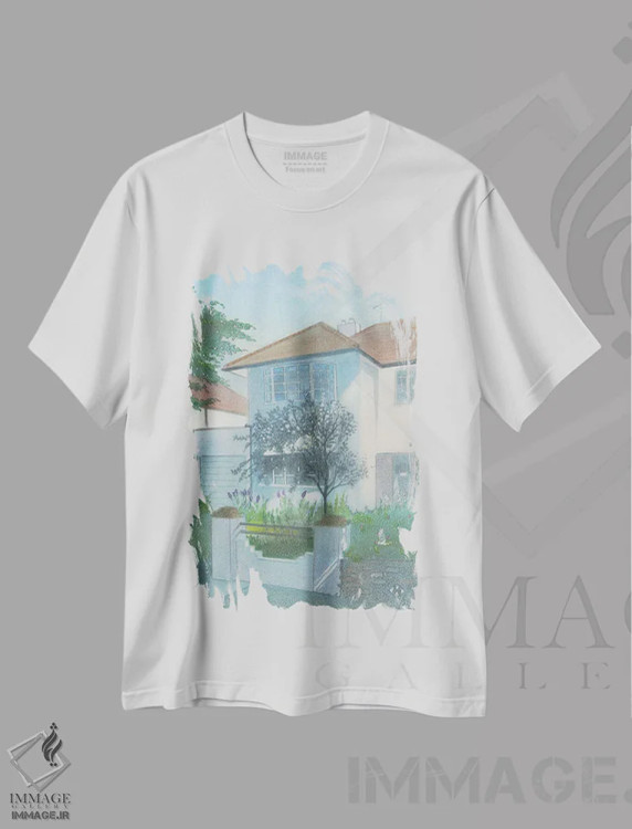 تیشرت سفید طرح دار خیابان برزفورد دو، هنر فاخر معاصر اثر ایان بک | فروشگاه ایماژ