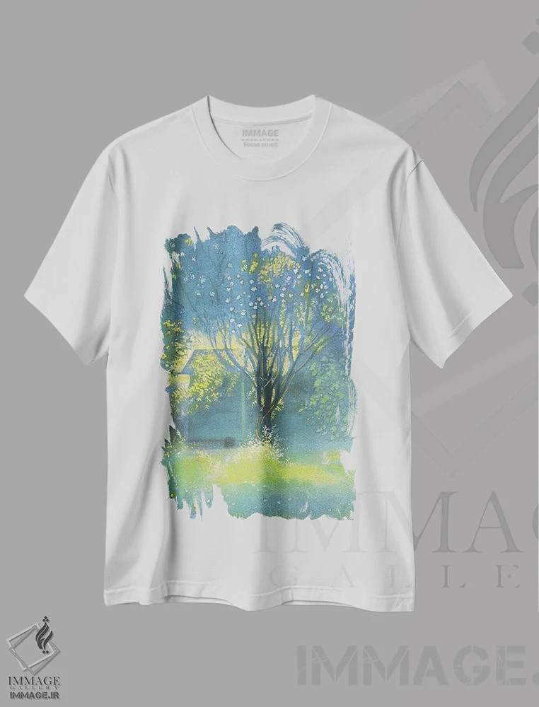 تیشرت سفید طرح دار رز رونده ۲۰۲۳، هنر فاخر معاصر اثر ایان بک | فروشگاه ایماژ