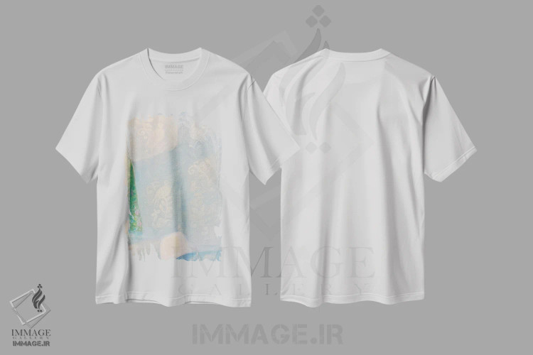 تیشرت سفید طرح دار پرده ها، هنر فاخر معاصر اثر ایان بک | immage.ir