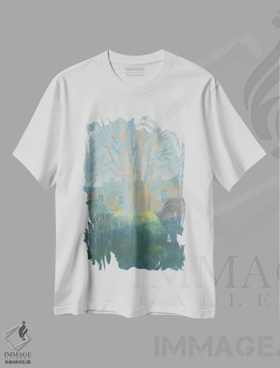 تیشرت سفید طرح دار بعدازظهر زمستان کلیسای سنت مارگارت، هنر فاخر معاصر اثر ایان بک | فروشگاه ایماژ