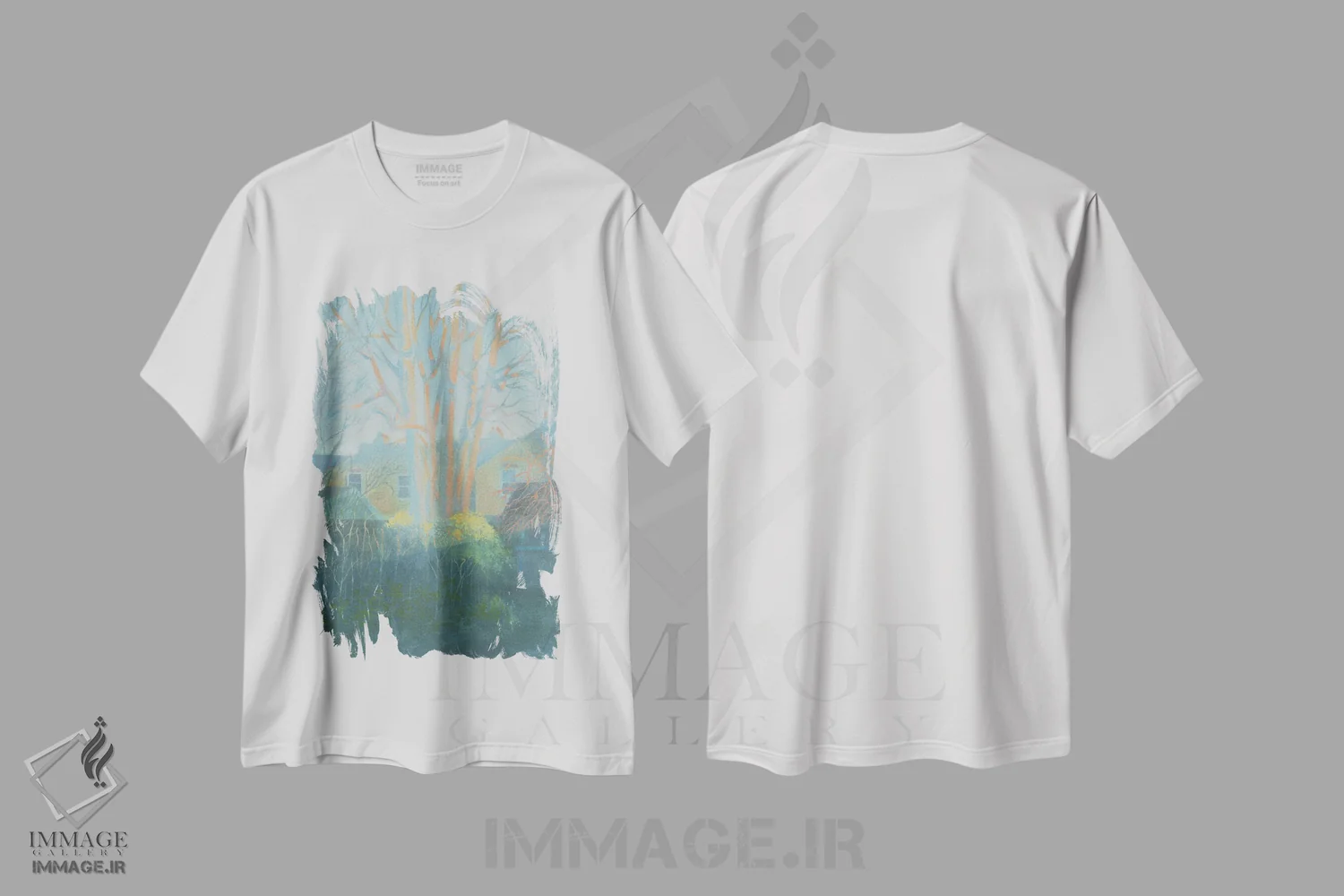 تیشرت سفید طرح دار بعدازظهر زمستان کلیسای سنت مارگارت، هنر فاخر معاصر اثر ایان بک | فروشگاه ایماژ