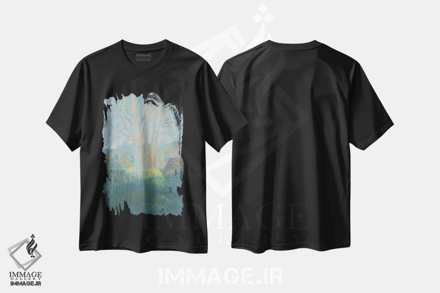 تیشرت مشکی طرح دار بعدازظهر زمستان کلیسای سنت مارگارت، هنر فاخر معاصر اثر ایان بک | immage.ir